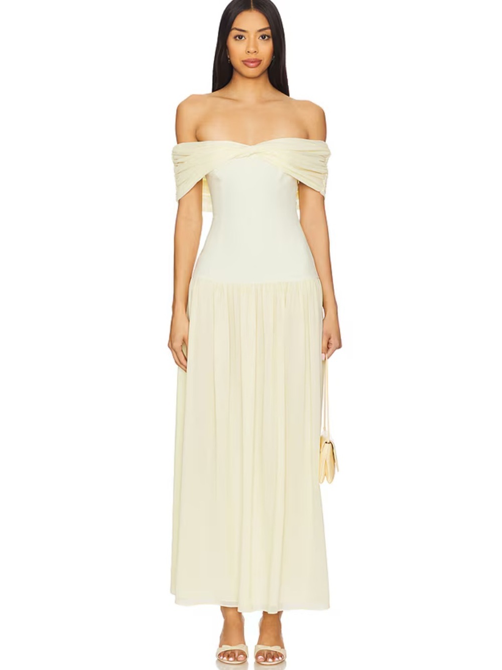 Lovers + Friends Blake Maxi Dress Butter Yellow Off-Shoulder Revolve L